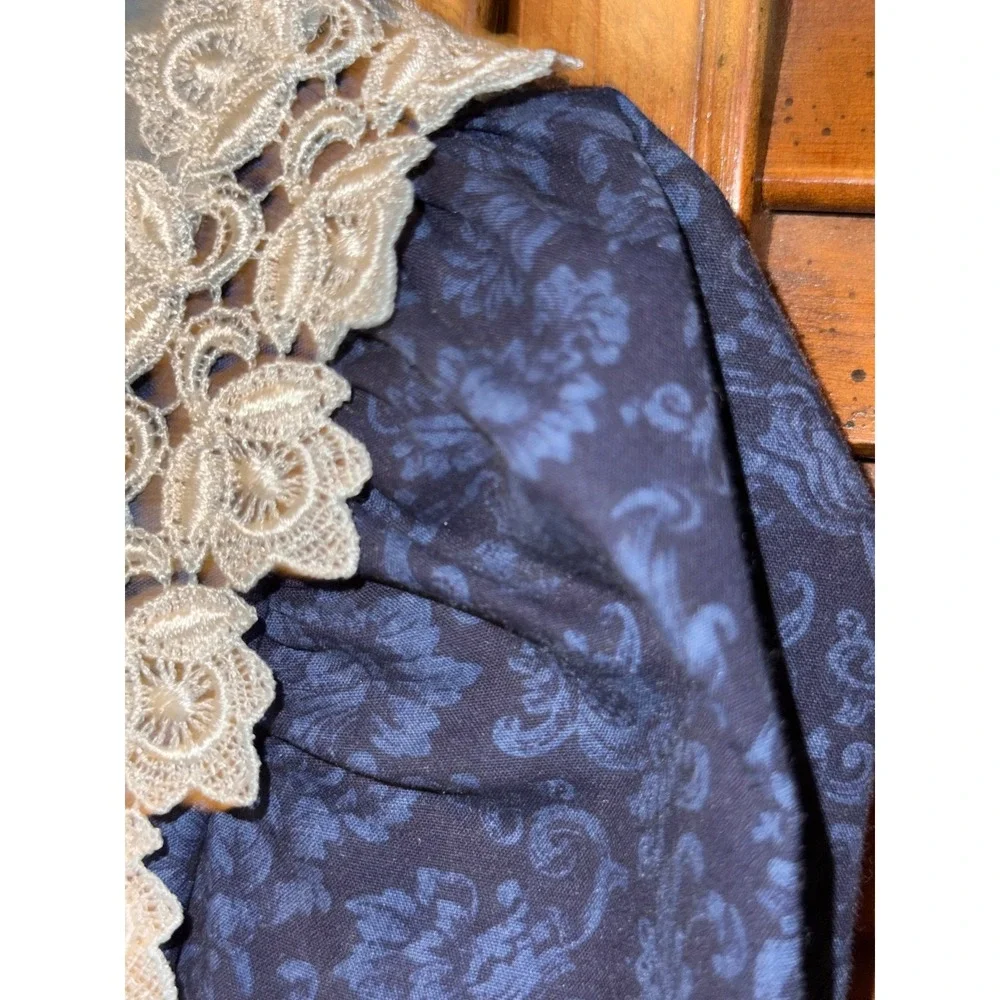 Vintage Bonnie Jean Union Made USA Girls Size 16 Navy Lace Party Holiday Dress